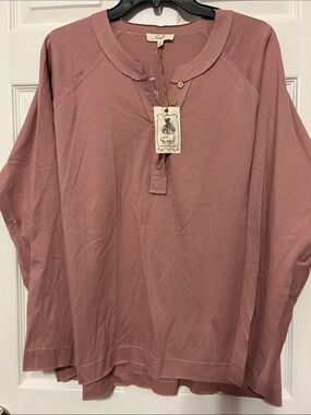 easel Dusty Mauve Long-Sleeve Henley Shirt
